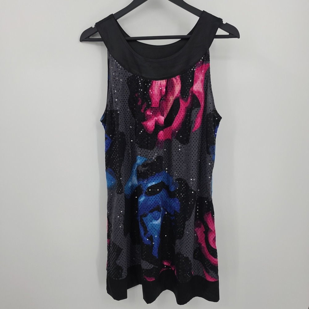 Express Y2K‎ Retro Sequin Satin Mini Dress Black Blue Pink Going Out Party Sz L